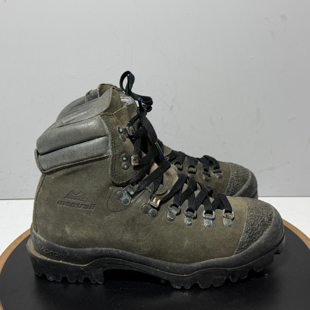 Montrail Hiking Boots Women 9.5 Suede Vibram Made In Italy Green Toe Protection